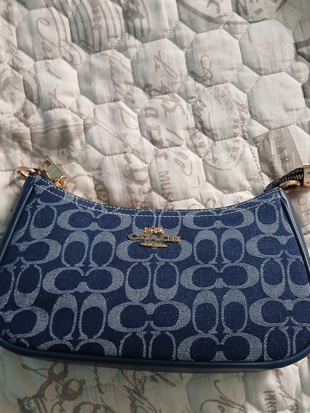 Coach Denim Jacquard Mini Shoulder Bag in Blue